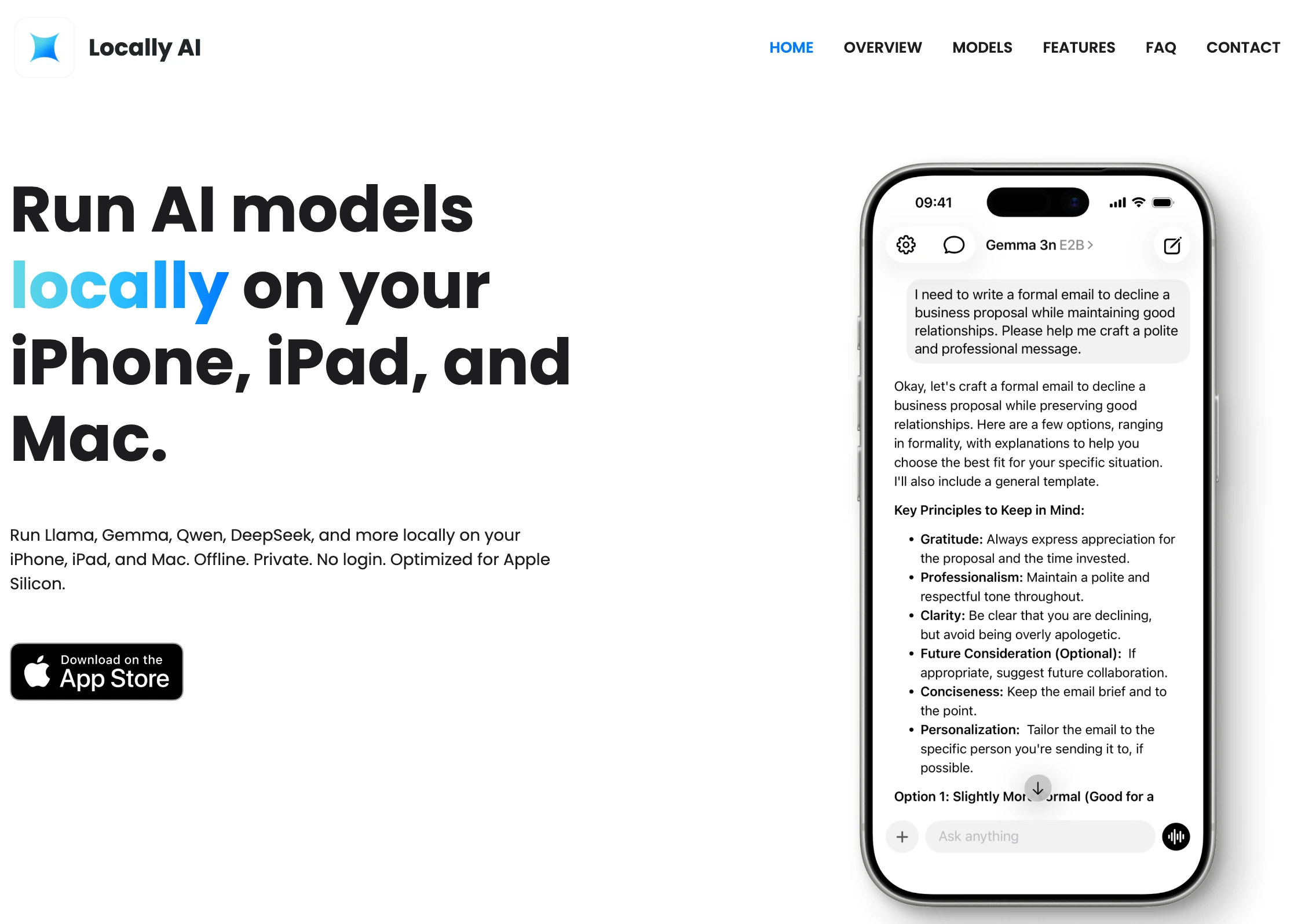 Locally AI desktop interface